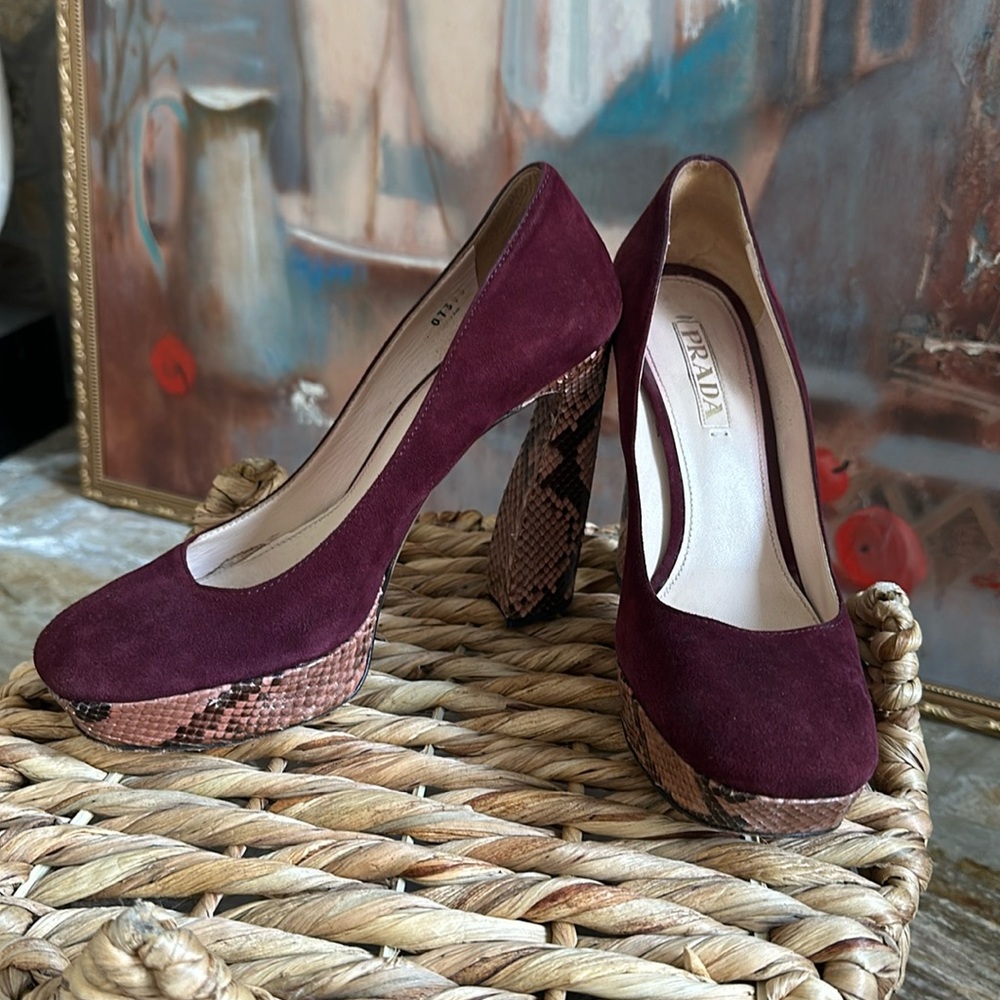 Prada Suede platform heels